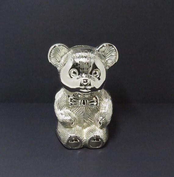 silver teddy bear money box