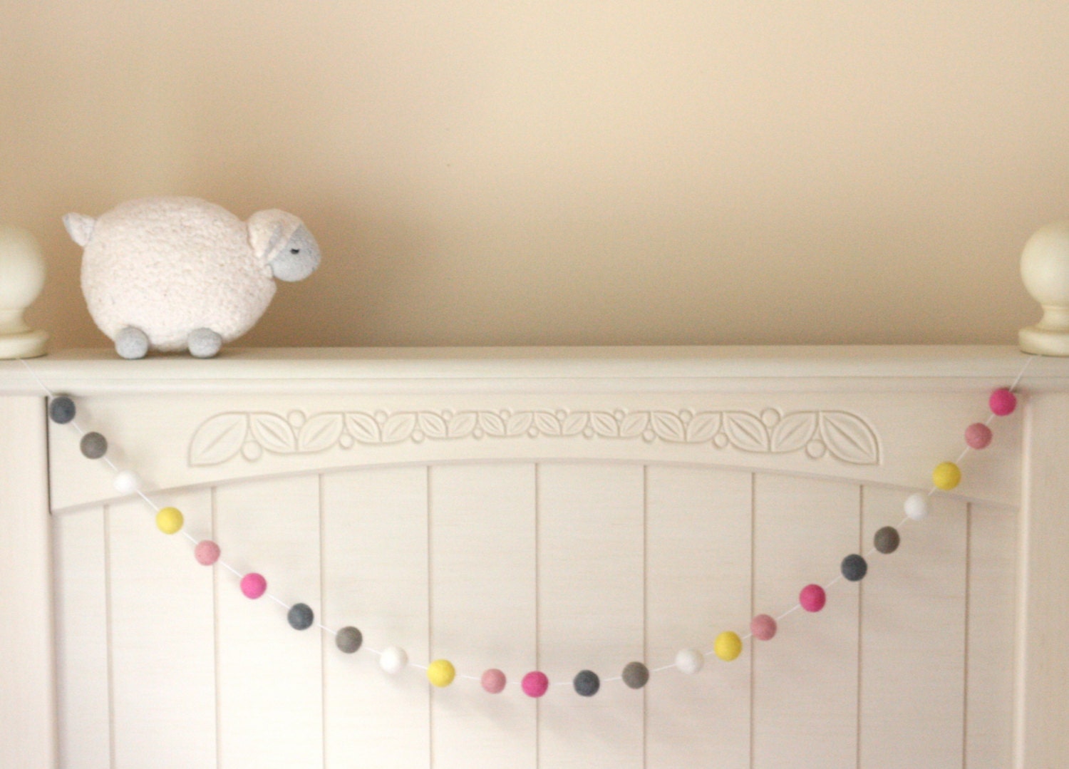 Pom Pom Garland Wool Felt Ball Bunting Little by SheepFarmFelt
