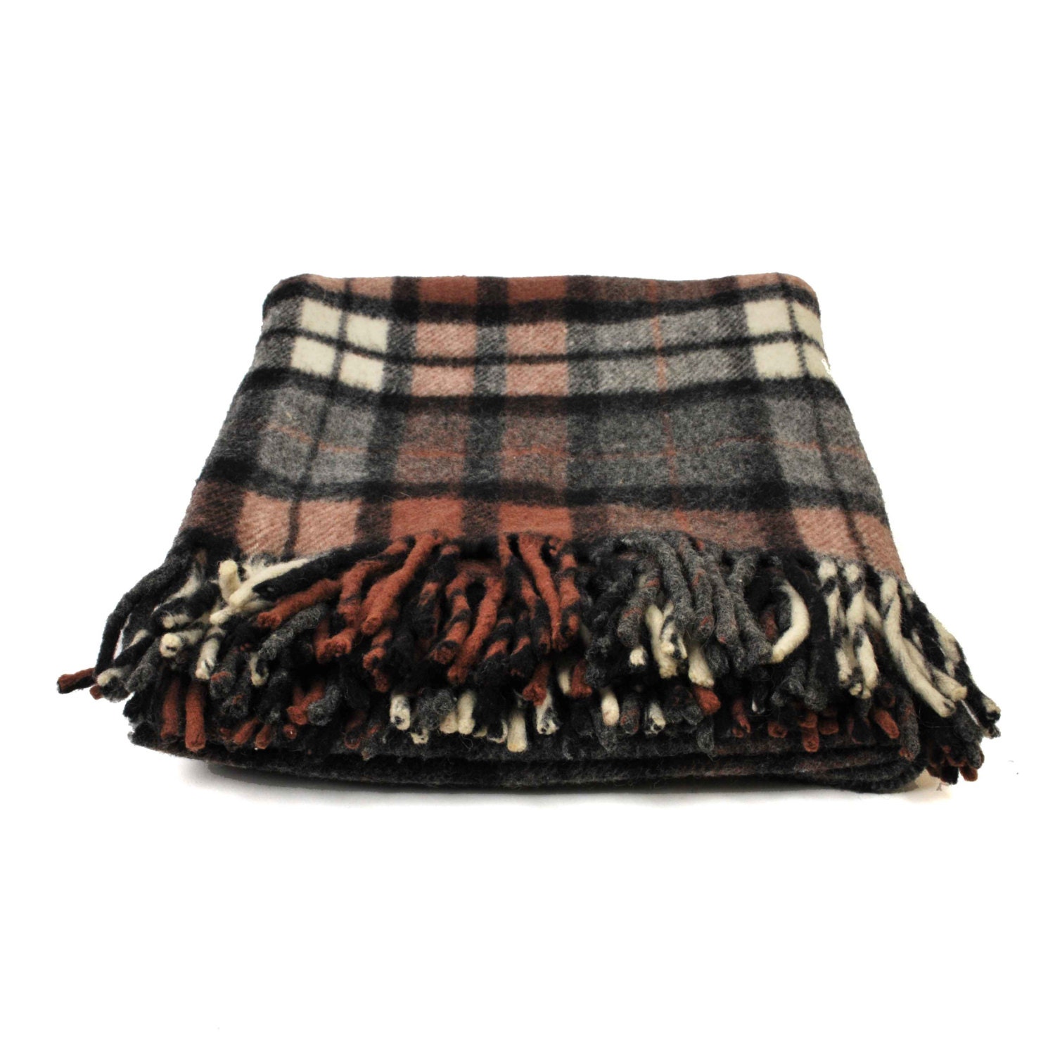 1950's Wool Plaid Blanket // Large Vintage by independencevintage