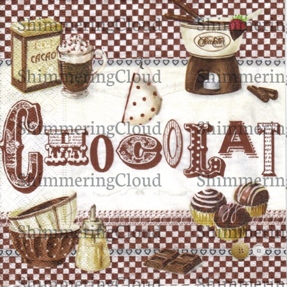Decoupage Napkins Pattiserie Chocolate Cacao Cup
