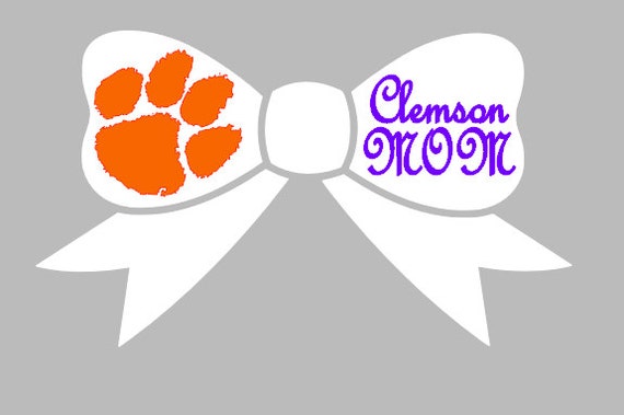 Clemson Mom Monogram Bow Decal FREE SHIPPING | Etsy
