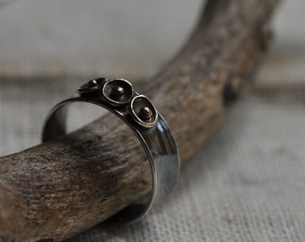 Five hand forged sterling silver hammered stacking rings