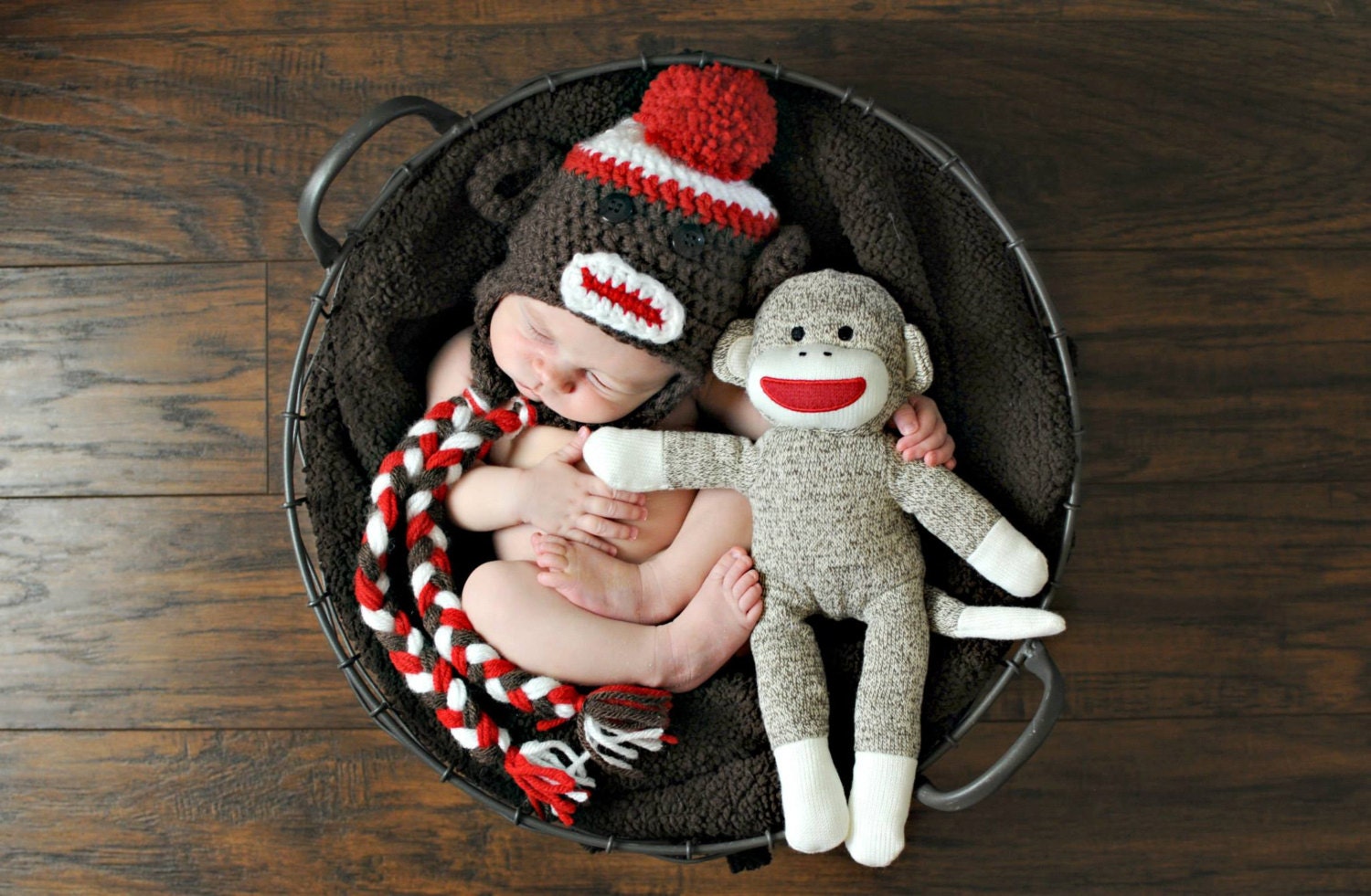 Baby Boy Hat Newborn Boy Hat Sock Monkey by Maddiesdivinedesigns