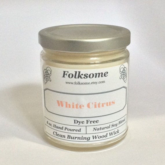 Items similar to 8 oz Soy blend candle with a clean burning wood wick