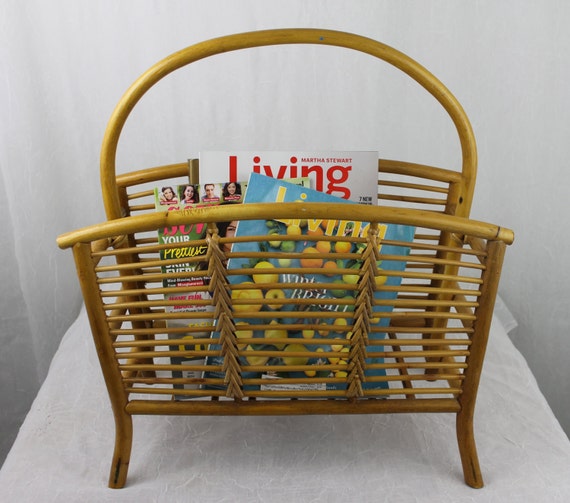 Vintage Rattan Bamboo Magazine Rack