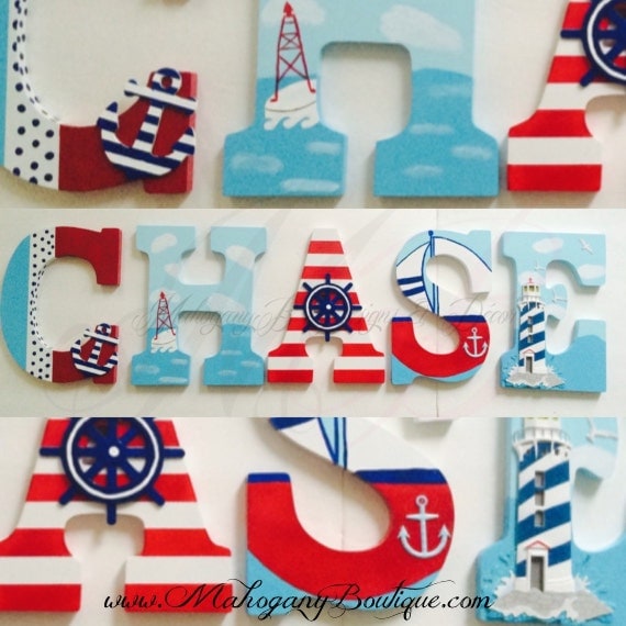 items similar to nautical theme wooden letters on etsy