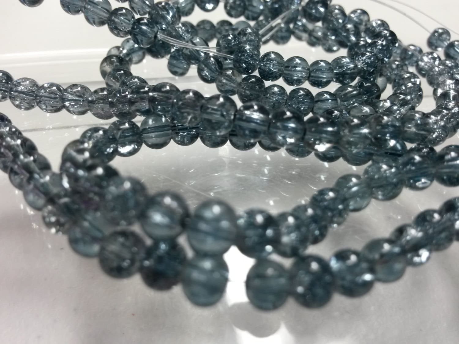 200 Pieces 4mm Gray Round Glass Crackle Beads for by 95Boutique