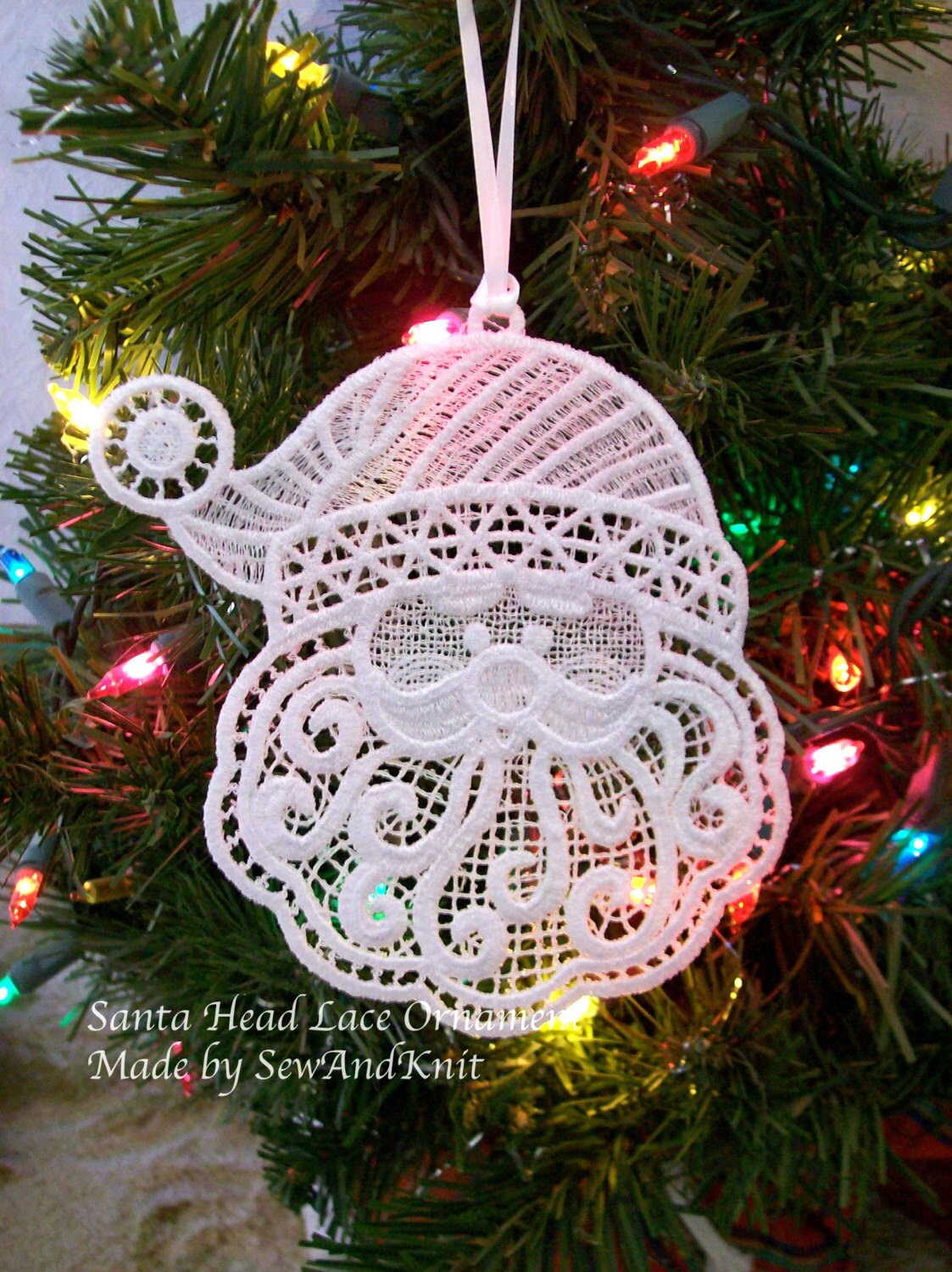 Lace Ornament Santa Head Lace Christmas Ornaments