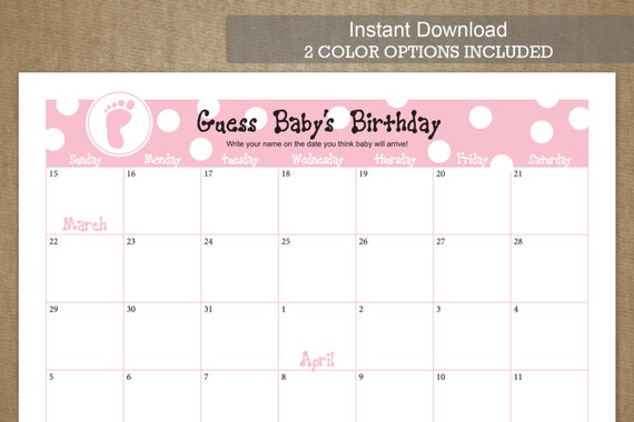 Guess Baby s Birthday Due Date Calendar By Jackaroodesigningco Guess Baby s Birthday Due Date Calendar By Jackaroodesigningco