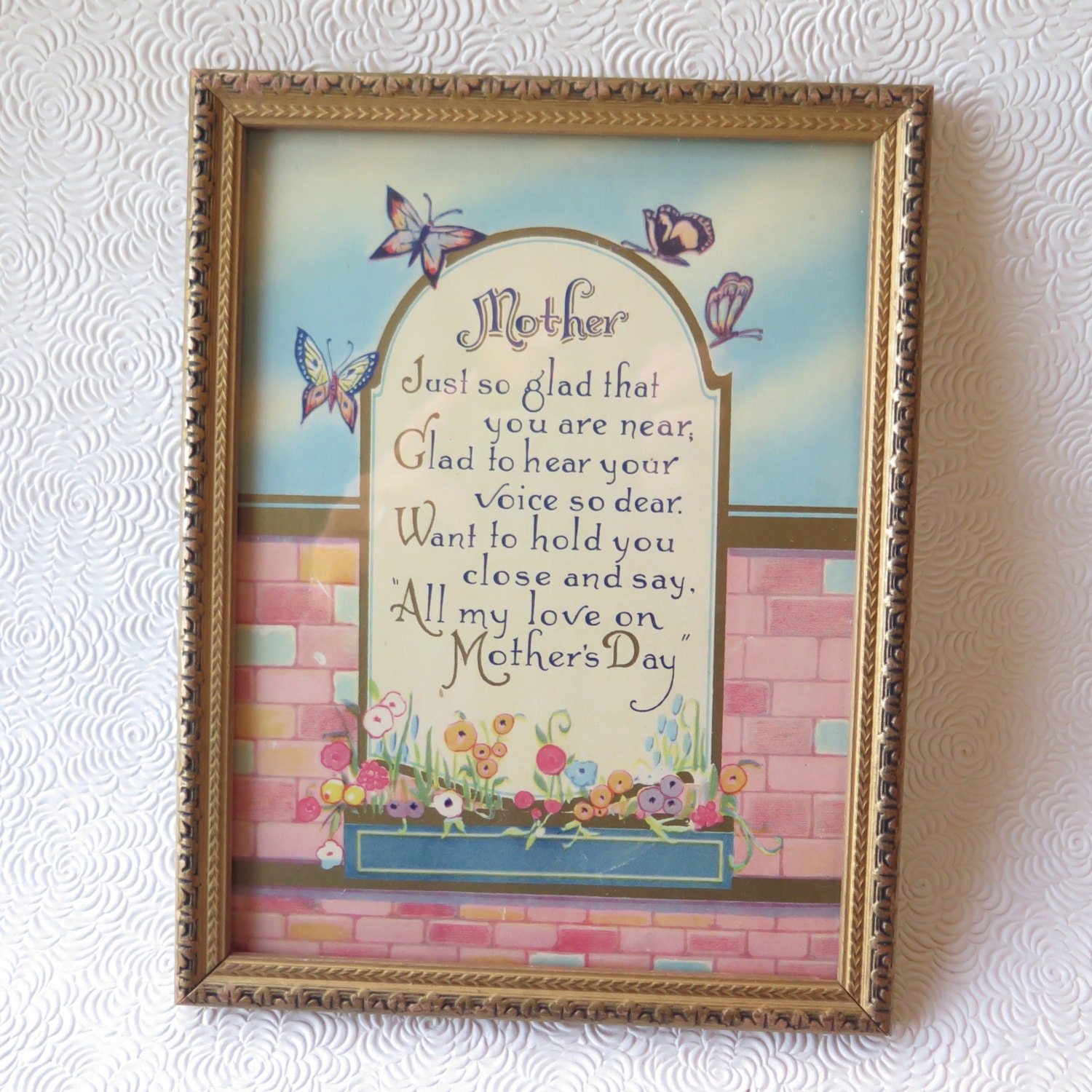 Mother Poem Motto Print Mother's Day Vintage Frame