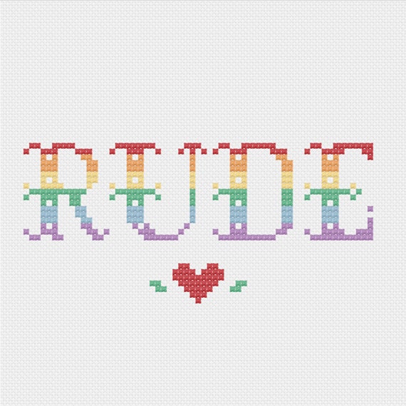 PATTERN RUDE w Heart Cross Stitch Pattern Funny by jimjamcrafts