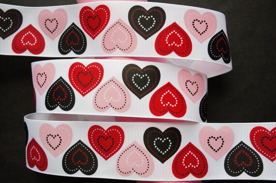 3Yd Valentine Heart 1.5 White Grosgrain Ribbon by doreme1212