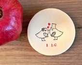 Wedding Ring Holder Bird Plate I DO  Ceramic Ring Dish Ivory Ring Pillow Custom Ring Bearer Bowl Eco Friendly Pottery