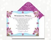 Items similar to Printable Wishing Well Card Wedding - Information card - Direction Card - Blue ...