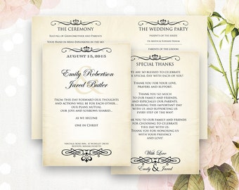 Printable Wedding Programs EDITABLE Template DIY Instant