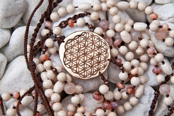 Uniquely handcrafted Flower of Life fullbody jewelry unique piece with beautiful gemstones