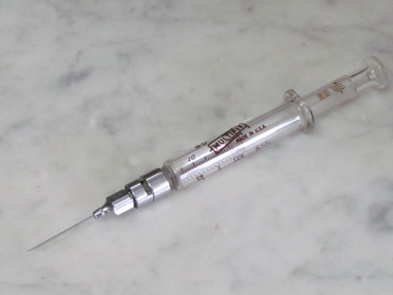 Syringe Hypodermic Needle Glass Stainless Steel BD Multifit