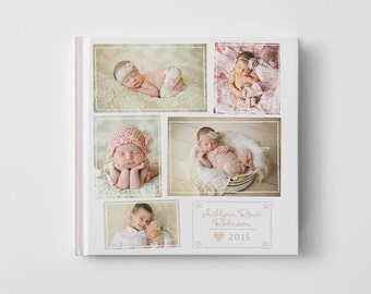 Photo Book Cover Template for Photographers, Baby Book Templates for Girls, Baby Photo Book Cover Template, Newborn Templates - BC109