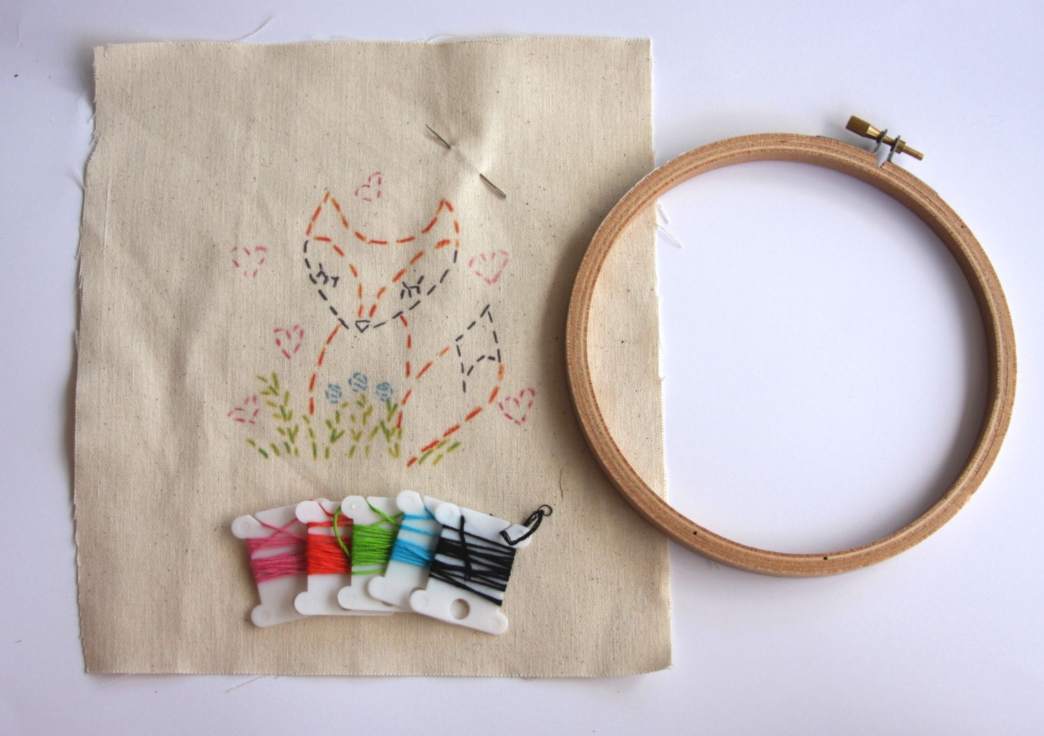 Embroidery Kit Little Woodland Fox Beginner by GurleyGirlBoutique