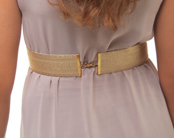 Gold belt, dress belt, gold sash, gold waist belt, wide gold belt, woman waist belt, elastic gold belt, wedding dress belt, bridal gold belt