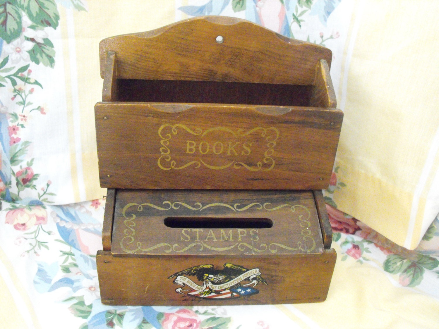 Vintage Stamp Holder Mail Holder Mail Organizer Wood mail holder