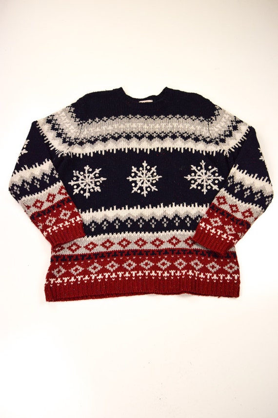 Red White and Blue Snowflake Sweater for Men by Basic by cuffNroll