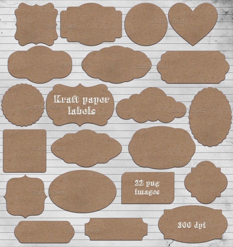 kraft paper label frame clip art set printable by digitalfield