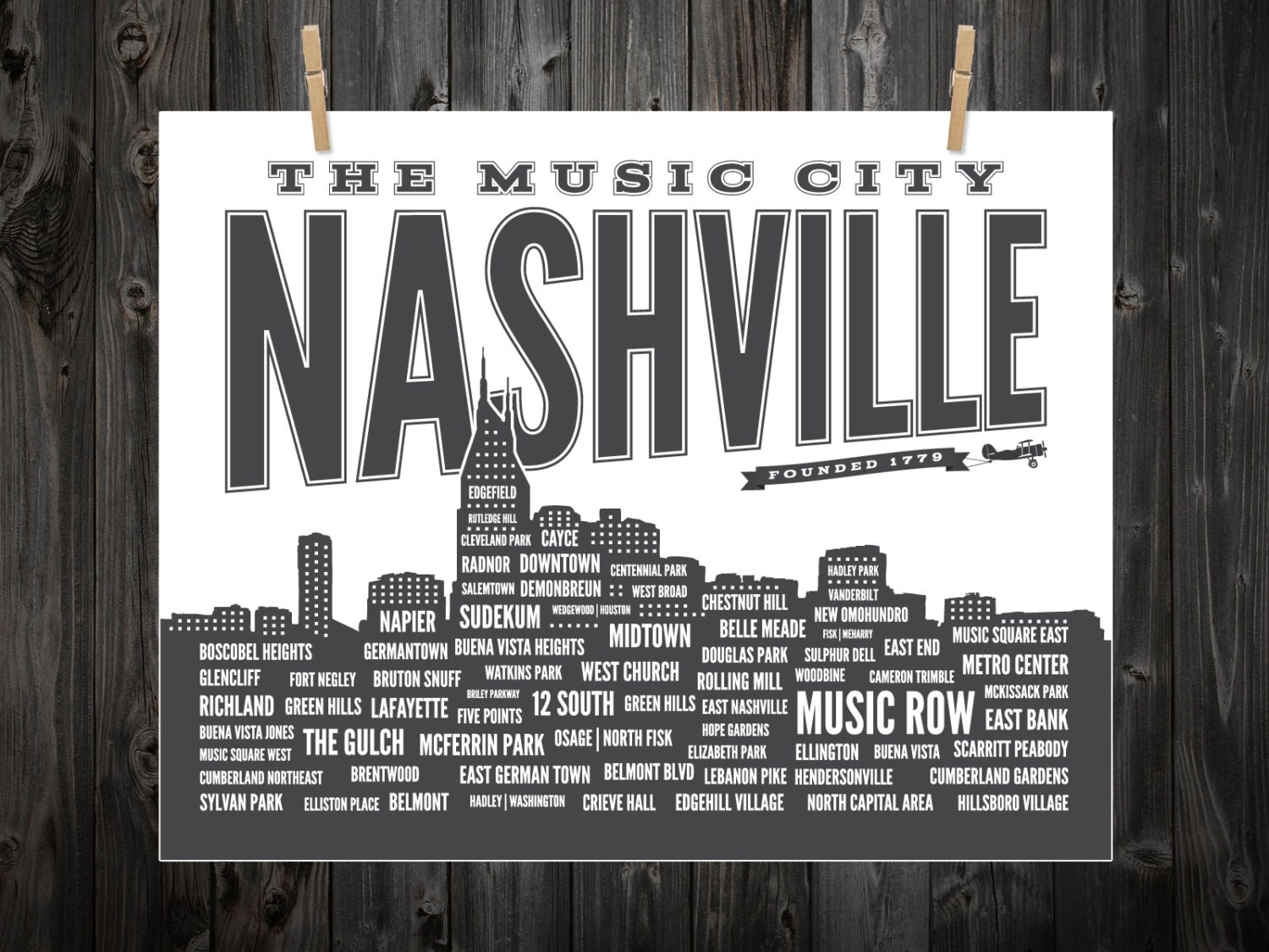 Nashville Neighborhood Poster Nashville Tennessee Nashville