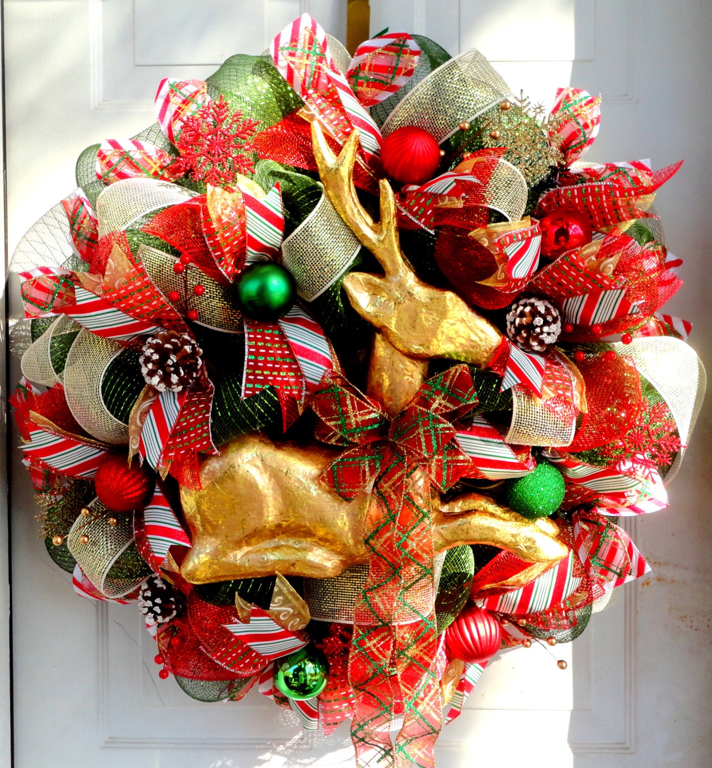 Traditional Reindeer Wreath Deco Mesh by SparkleWithStyle on Etsy