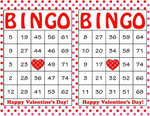 30 Valentines Bingo Cards - Printable Valentine Bingo Cards - Instant ...