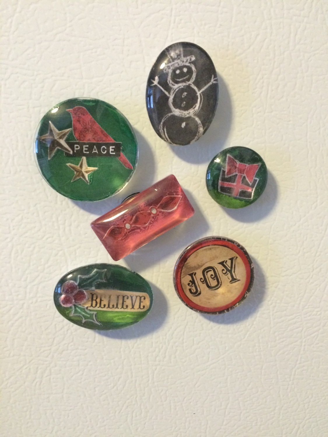 Christmas Magnets Set of 6 by LuckyElephantArt on Etsy