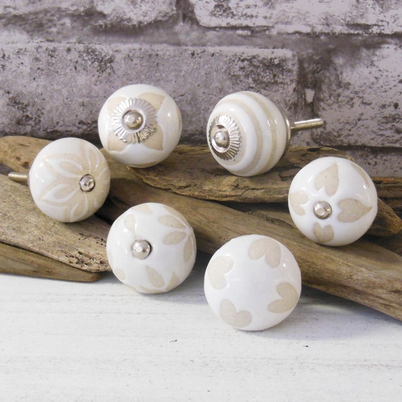 Cream Beige Cupboard Furniture Door Knobs for chest by PushkaHome
