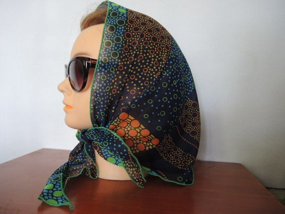 Vintage 1970s triangular head scarf bold abstract by ...