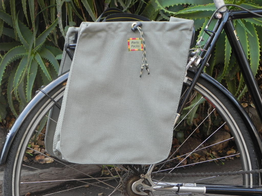 Large gray clip on bike bags/panniers set of two