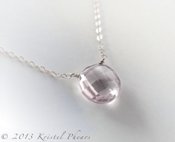Solid 14k Pink Amethyst necklace natural genuine gemstone 2