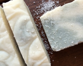 Sea Salt Soap - Handmade Cold Process, All Natural, lightly scented, vegan, essential oil soap, Salt Bar