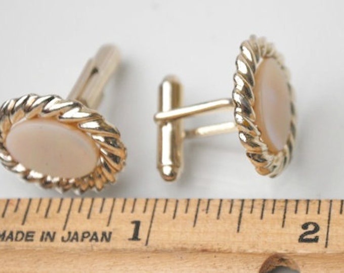 Vintage Oval gold Mother of Pearl cuff links
