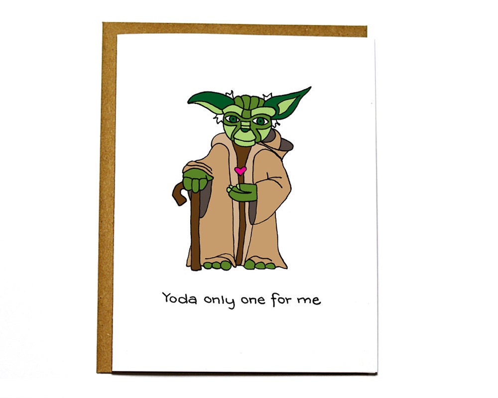 Funny Star Wars Yoda card Valentine card by DarkroomandDearly