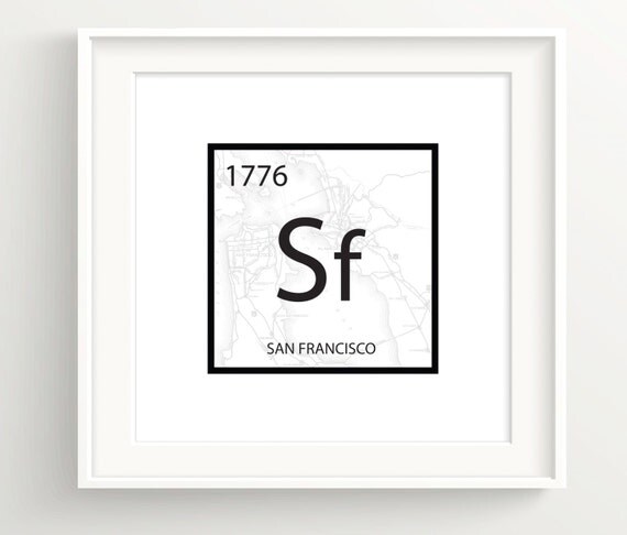 periodic vintage buy table by Print San SF Map Vintage MistPrintEtsy Francisco Bay Element