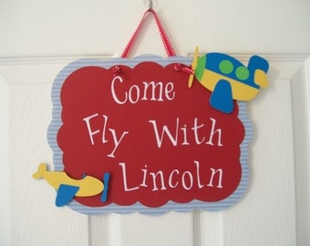 Airplane Birthday - Boy's Birthday Door Sign - Boy's Airplane Birthday Sign