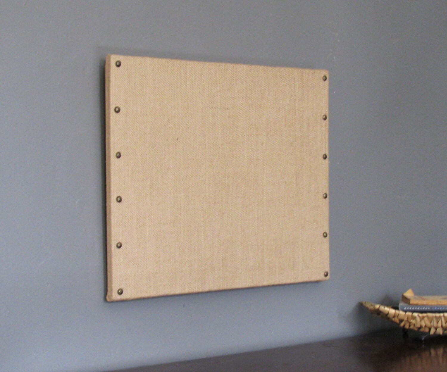 Burlap Cork Board with Decorative Tacks 16 x 20