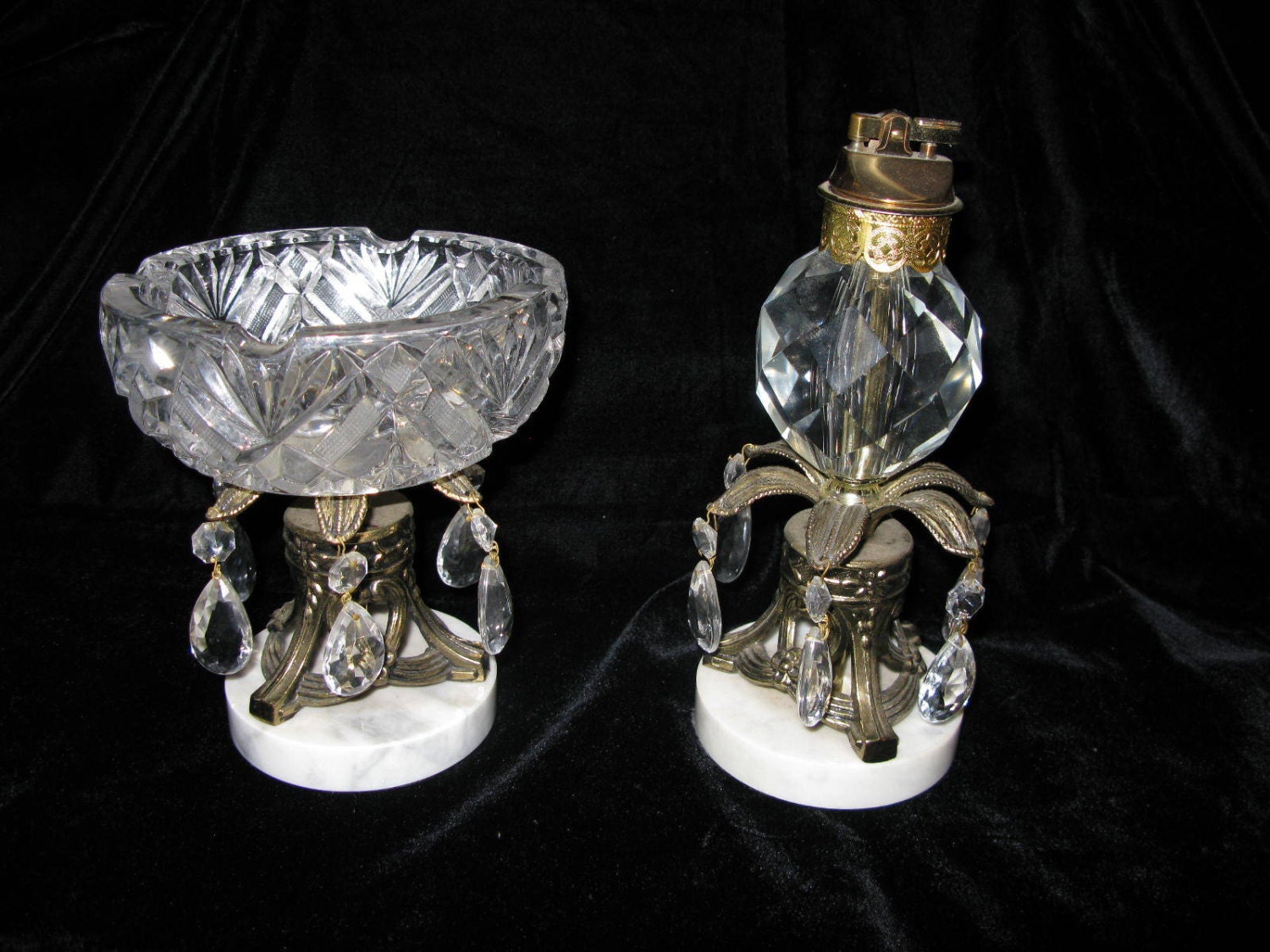 Cigarette Lighter Ashtray Crystal Smoking Set Free Standing