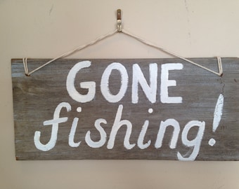 Popular items for gone fishing sign on Etsy