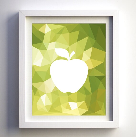 Green Apple Kitchen Print Modern Kitchen wall decor Pear green