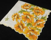 Vintage Handkerchief, Yellow Flowers on White - Never Used Collectible Hankie - Craft, Framing, or Sewing Hankie Lot Q-28 Vintage Handkerchief, Yellow Flowers on White - Never Used Collectible Hankie - Craft, Framing, or Sewing Hankie Lot Q-28