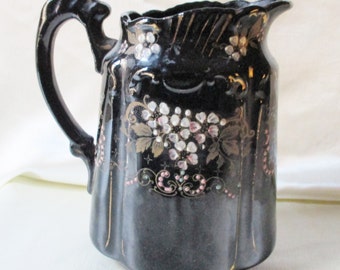 1892 Johnson Brothers Hand Decorated Pitcher,Floral Motif. Housewarming Gift, Thank You Gift, Earth Day Gift, Collectible,