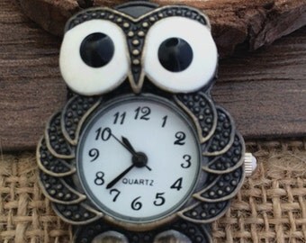1pcs 28mmx39mm Bronze Owl pocket watch charms pendant PW035