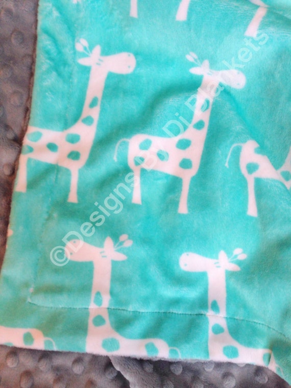 Blue Giraffe Blanket Adult Minky Blanket by DesignsByDiBlankets