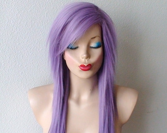 Lavender wig. Emo wig. Scene wig. Pastel light purple Long straight hairstyle wig. Durable heat friendly wig for daily use or Cosplay