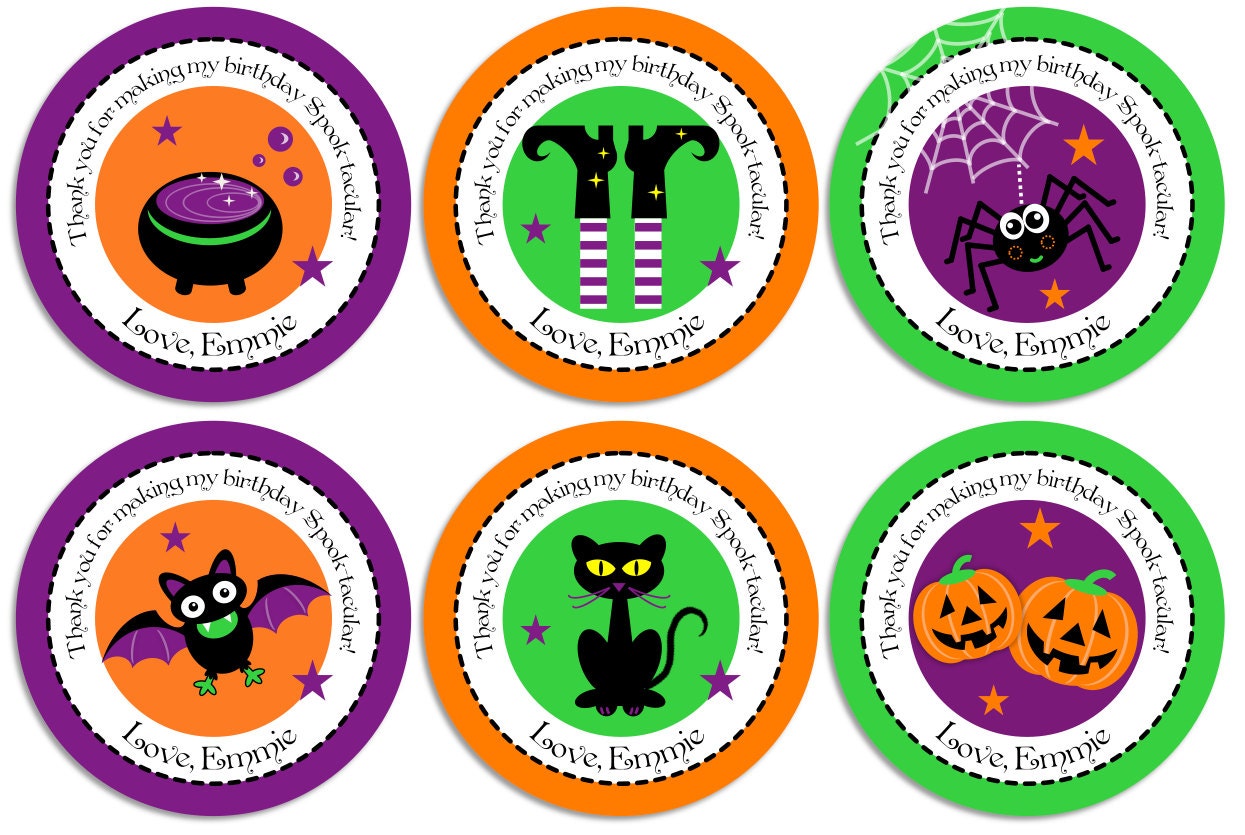 Halloween Birthday Party Personalized cupcake toppers / favor